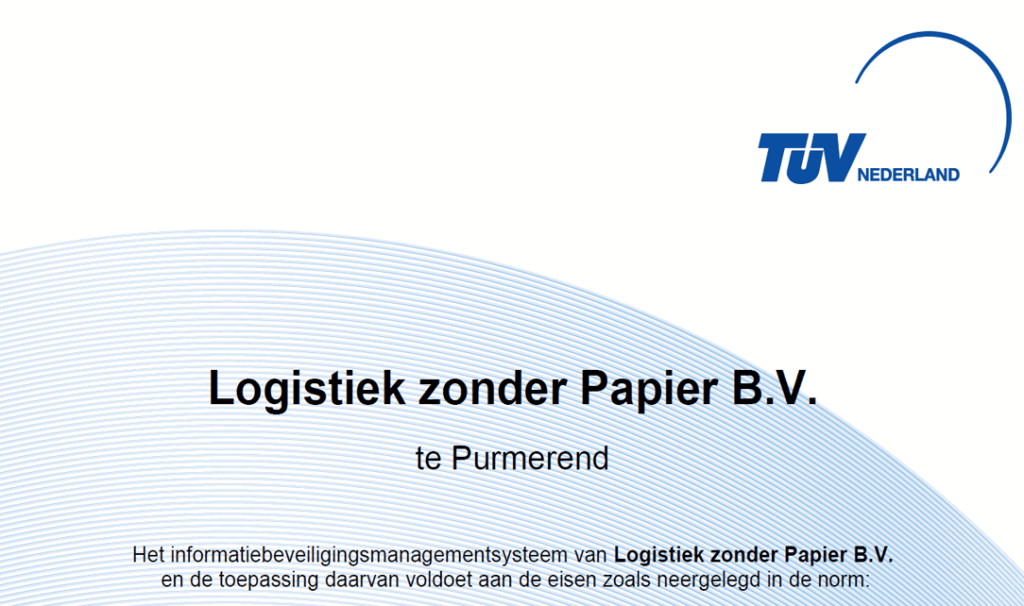 Het ISO certifcaat van LZP