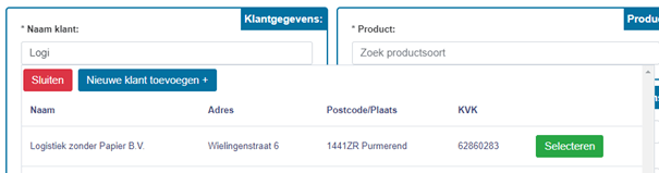 Voorbeeld invoer in de TMS van Logistiek Zonder Papier.