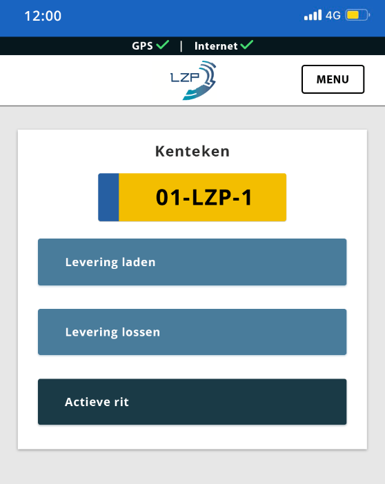 Voorbeeld van een TMS levering app voor chauffeurs.